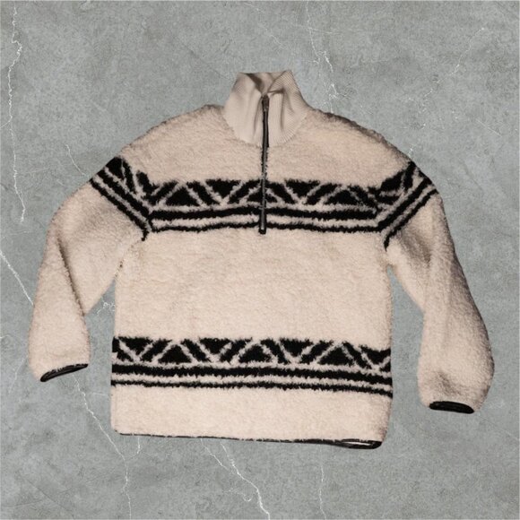 Zara White Quarter Zip Sweater (XL) - Picture 1 of 4